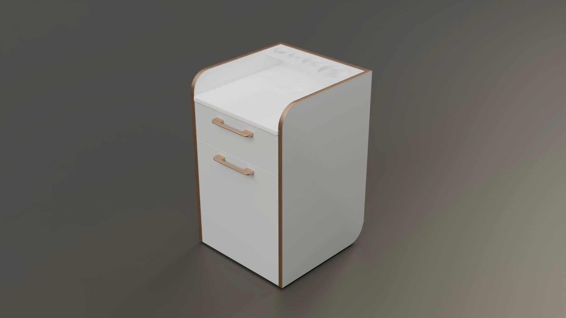 Essential Series - White & Gold Pedicure Cart – Modern Salon Storage Trolley