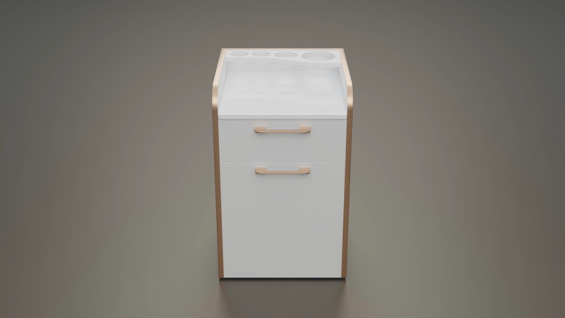 Essential Series - White & Gold Pedicure Cart – Modern Salon Storage Trolley