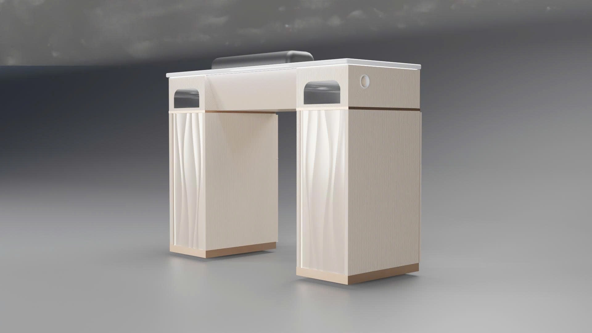 Royal Series - Beige & Rose Gold 3D Luxury Nail Table – Designer Manicure Station with Full Features