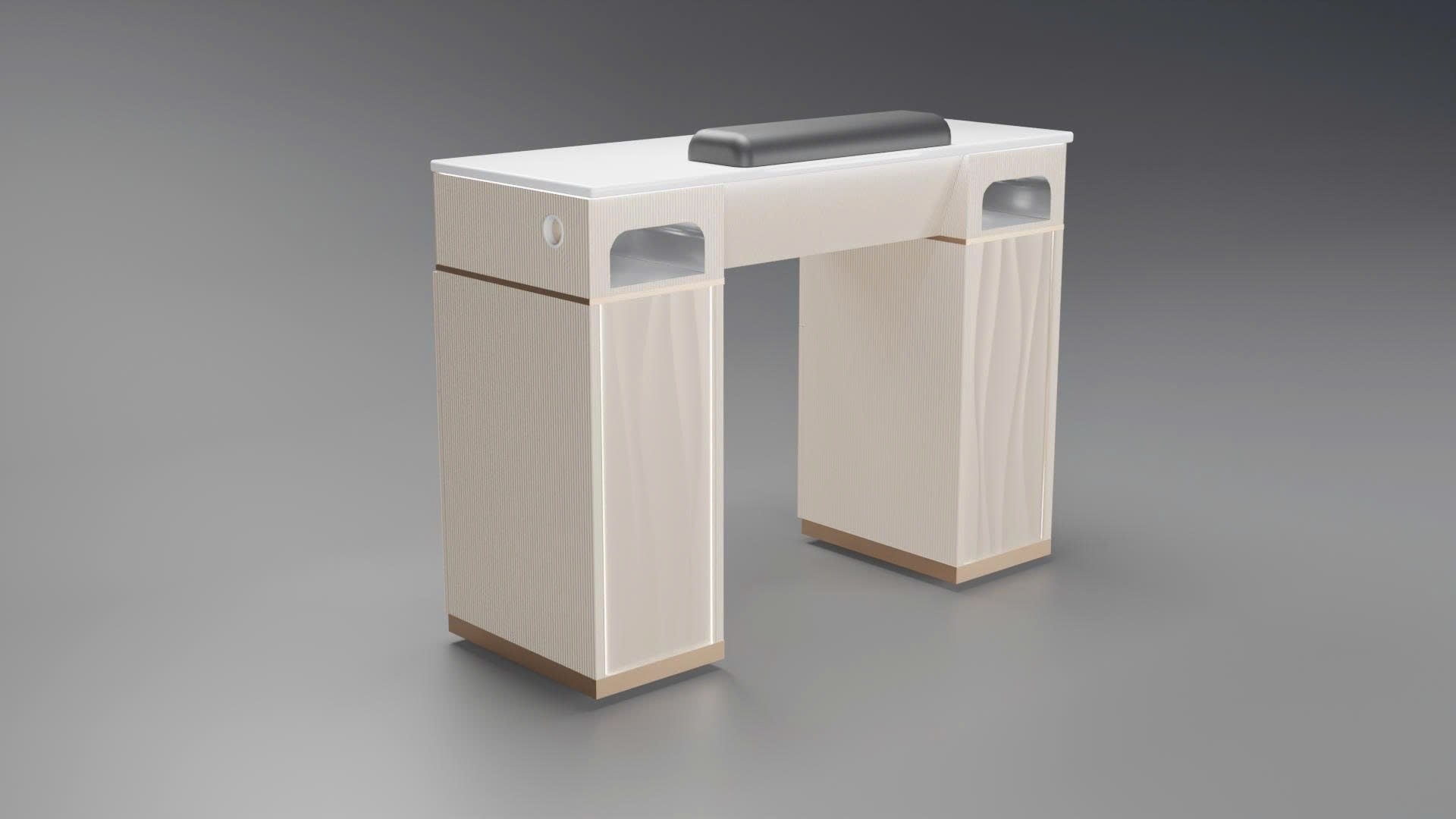 Royal Series - Beige & Rose Gold 3D Luxury Nail Table – Designer Manicure Station with Full Features