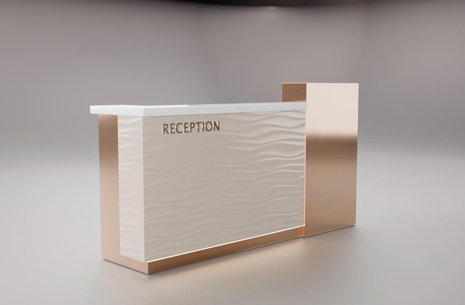 Royal Series - Beige & Rose Gold 3D Reception Desk – Luxury Salon Front Counter