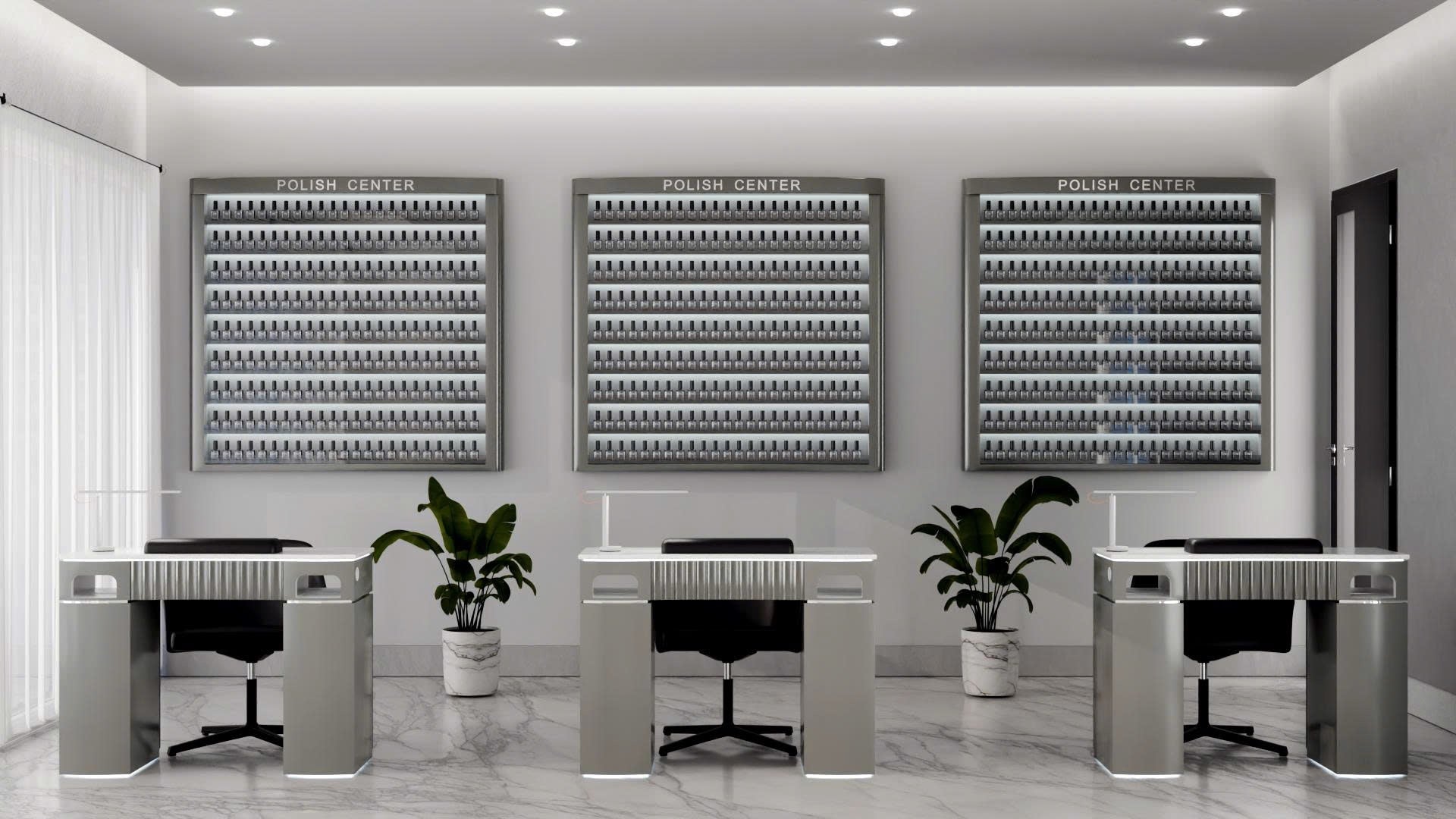 Pro Series - Gray & Silver LED Single Nail Table – Manicure Desk with Power & Vent Option