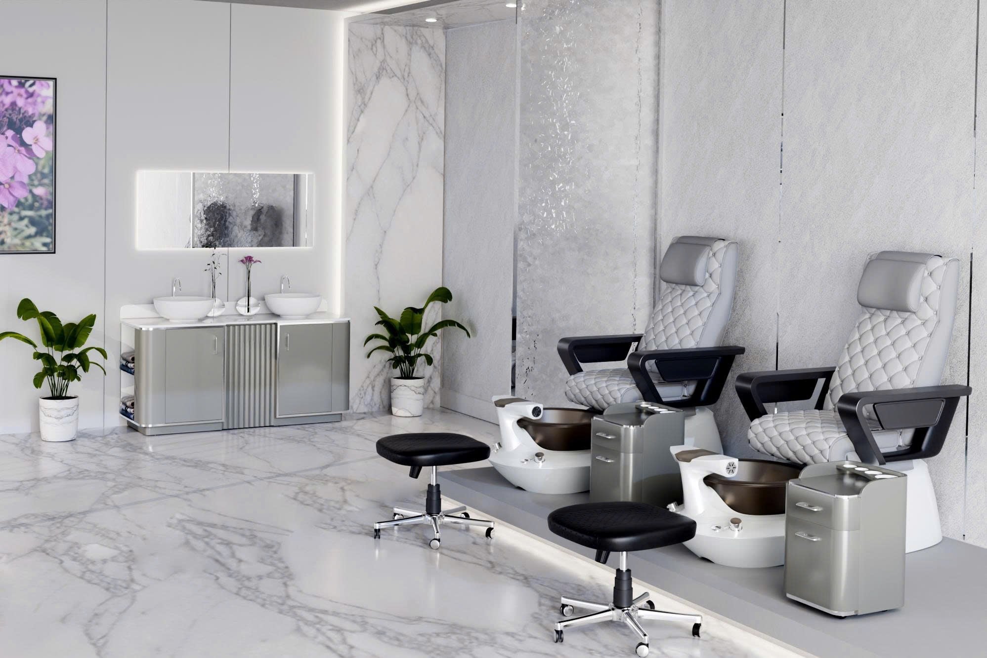 Pro Series - Gray & Silver Pedicure Cart – Contemporary Salon Storage