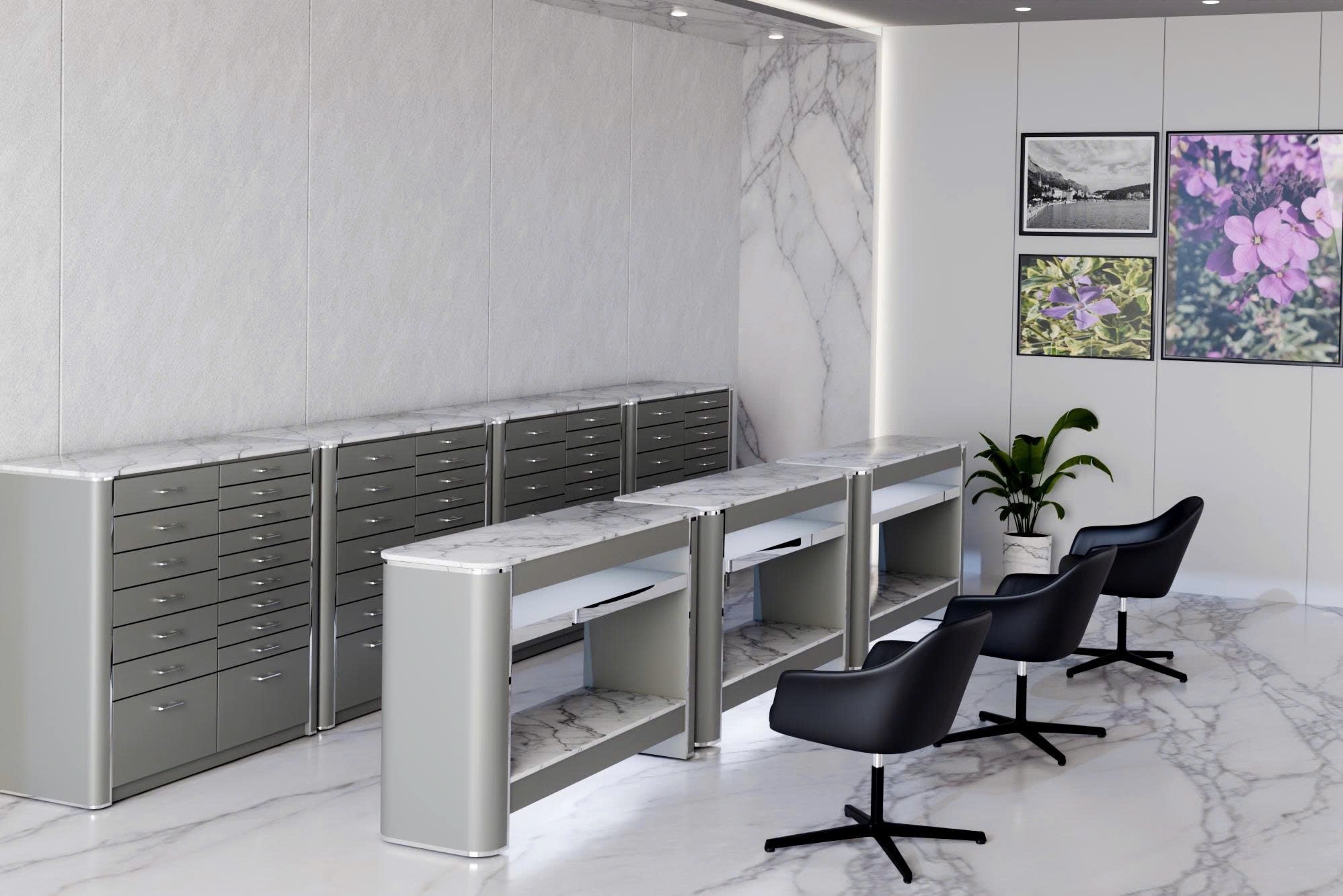 Pro Series - Gray & Silver Gel Polish & Dip Powder Cabinet – Modern Salon Storage