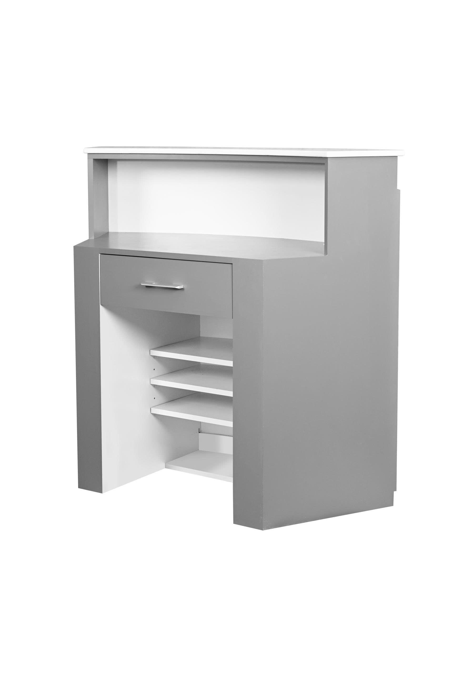 Pro Series - Gray & Silver 3D Reception Desk – Modern Salon Front Counter