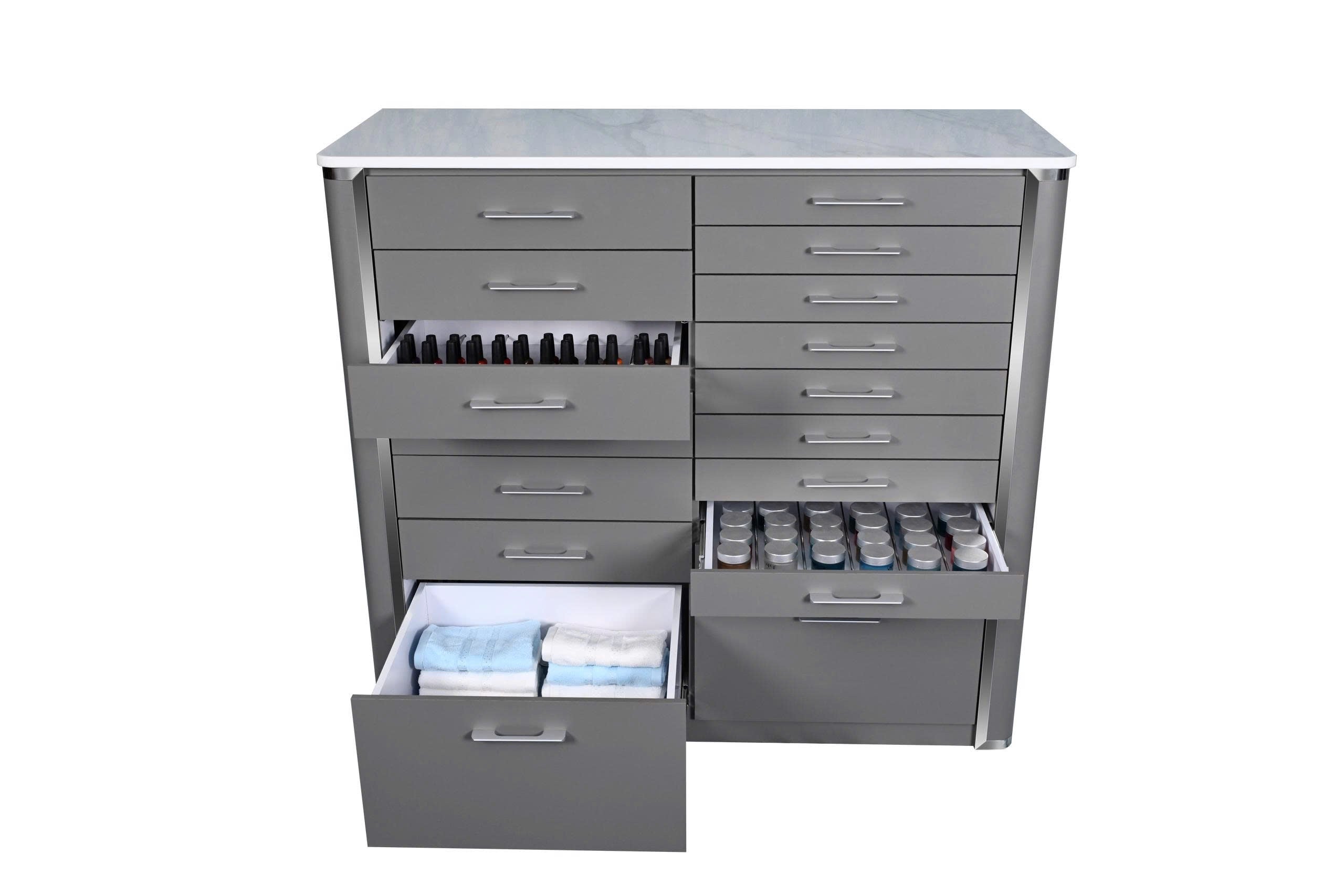 Pro Series - Gray & Silver Gel Polish & Dip Powder Cabinet – Modern Salon Storage