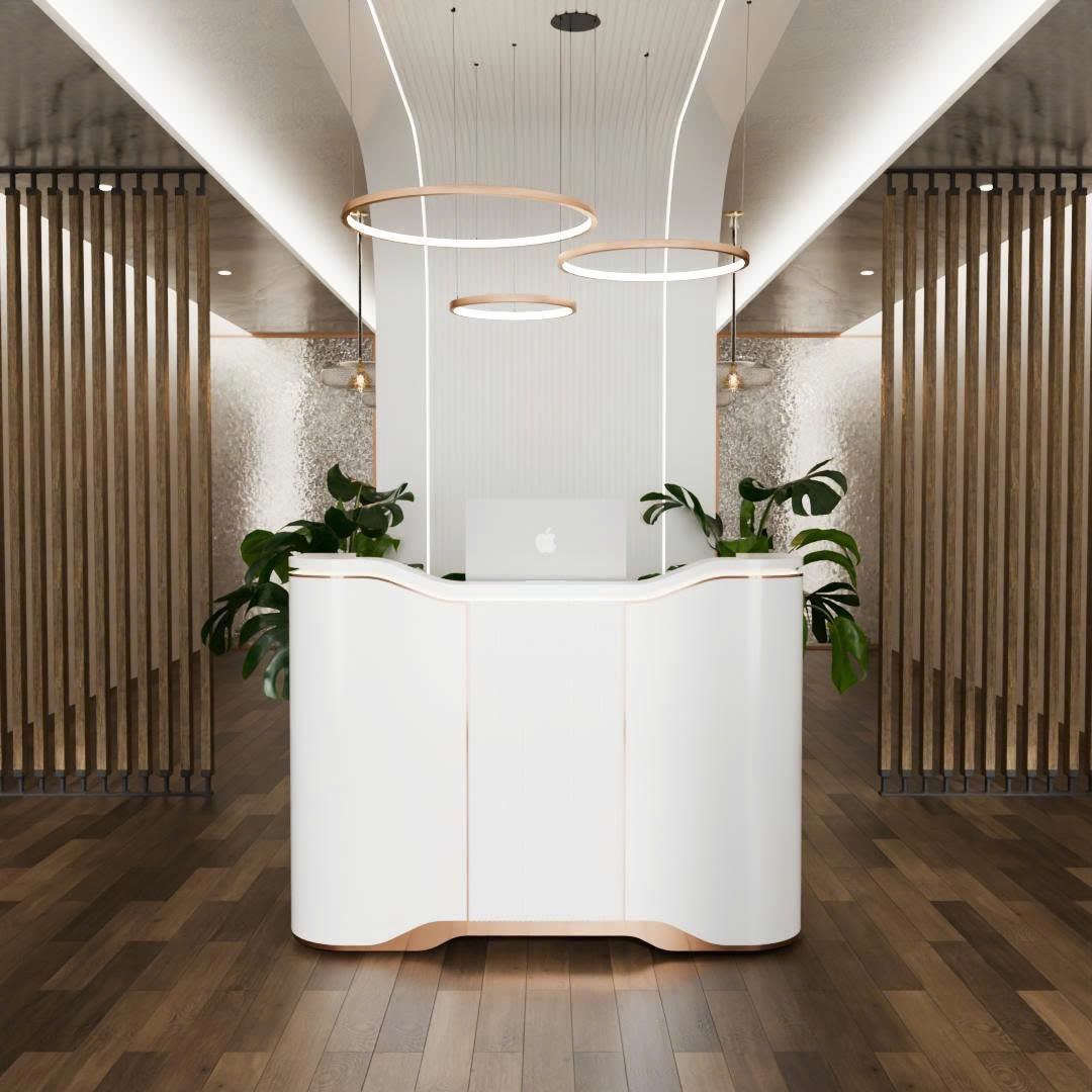 Essential Series - White & Gold Reception Desk – Modern Salon Front Counter