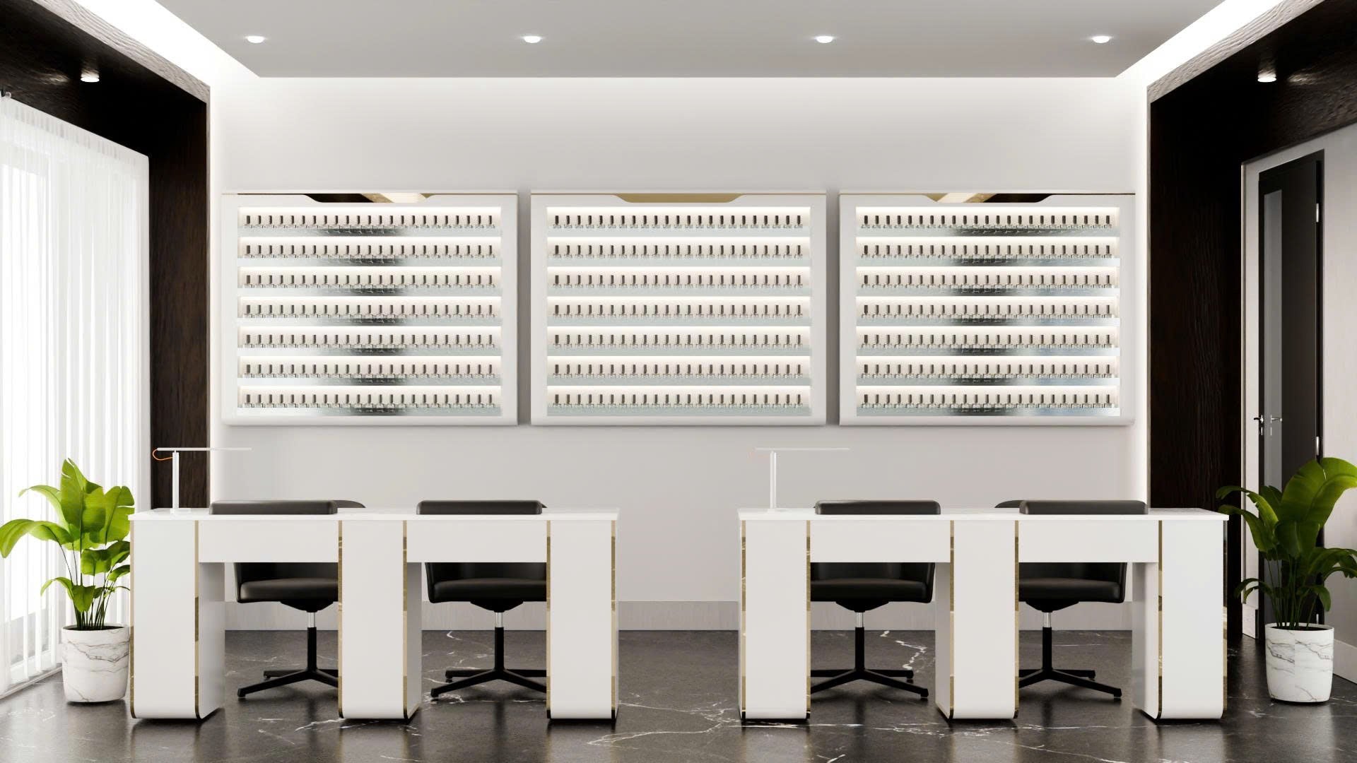 Essential Series - White & Gold Double Nail Table – Modern Manicure Desk for Nail Salons